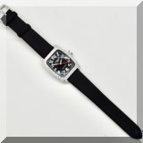 J116. Locman ladies watch with leather strap and 90 diamonds on bezel. Made in Italy - $650
